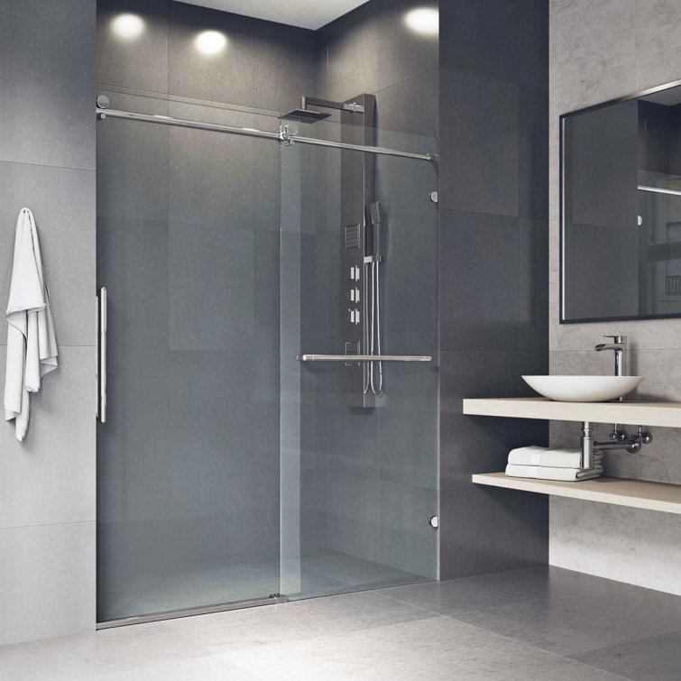 Ferrara 73" Frameless Sliding Shower Door with Clear Tempered Glass