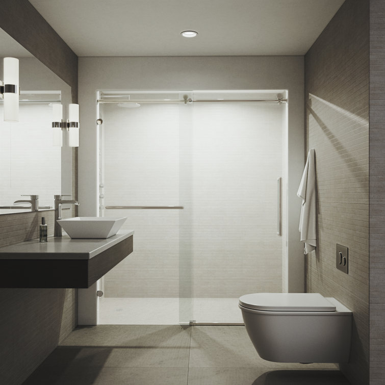 Ferrara 73" Frameless Sliding Shower Door with Clear Tempered Glass