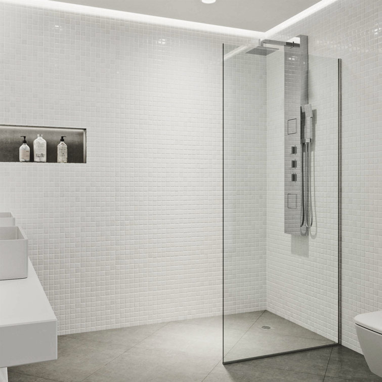 Zenith Frameless 34" x 74" Clear Glass Shower Screen with Chrome Hardware