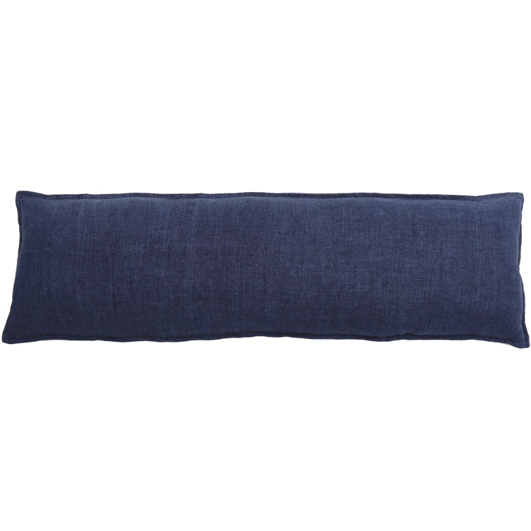 Montauk Oversized Indigo Linen Body Pillow with Delicate Flange