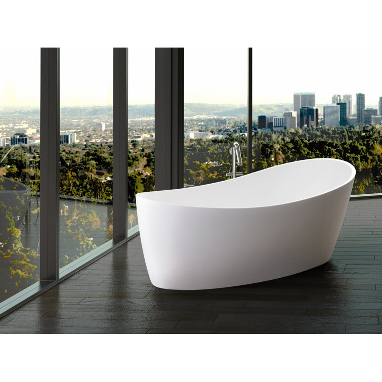 Dune 68'' Matte White Freestanding Oval Bathtub