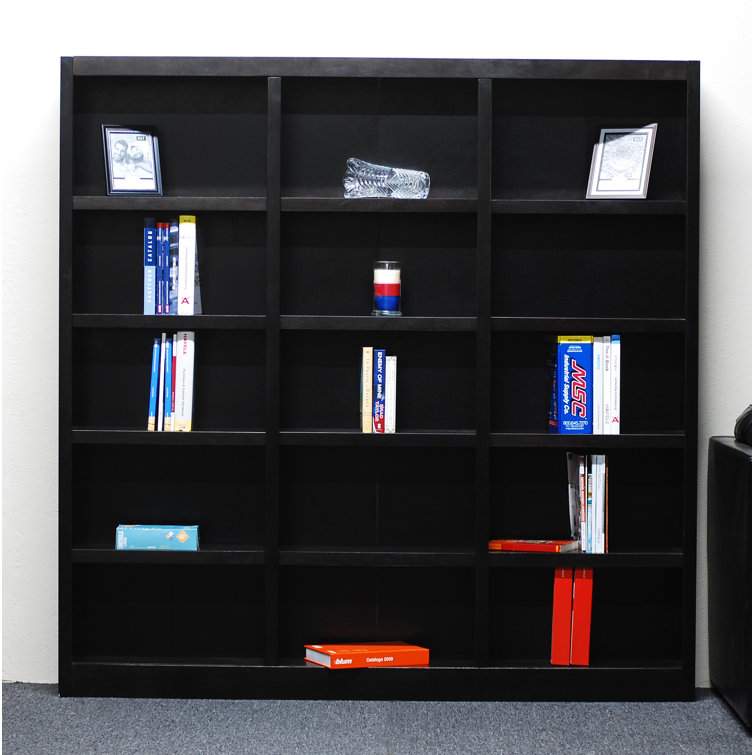 Espresso 72" Adjustable Wood Triple Wide Bookcase