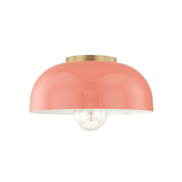Avery Aged Brass and Pink Bowl Semi-Flush Mount Light