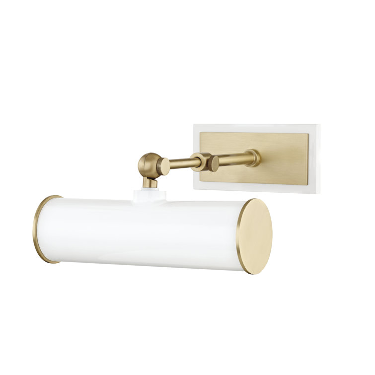 Aged Brass & Soft Off-White Dimmable Wall Picture Light with Adjustable Angle
