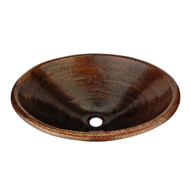 22" Hammered Copper Oval Bathroom Sink