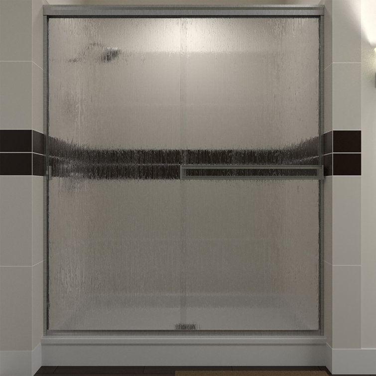 57" x 66" Oil Rubbed Bronze Rain Glass Bypass Shower Door