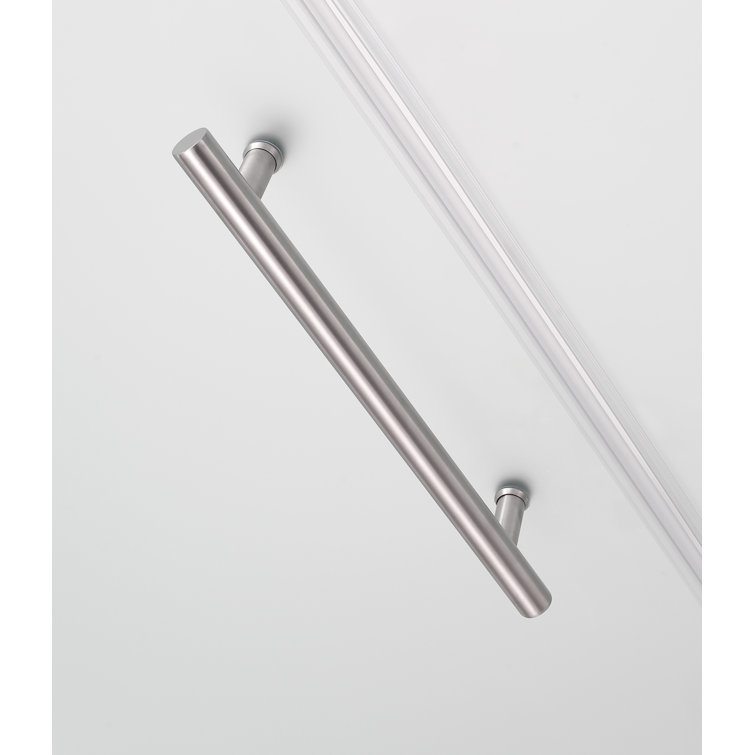Belmore 72" Frameless Hinged Shower Door in Clear Glass and Stainless Steel