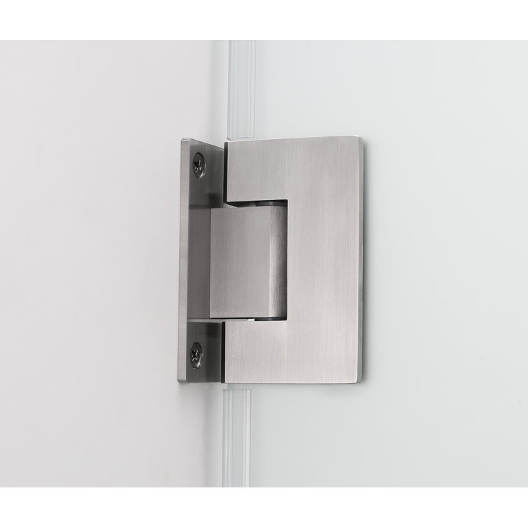 Belmore 72" Frameless Hinged Shower Door in Clear Glass and Stainless Steel