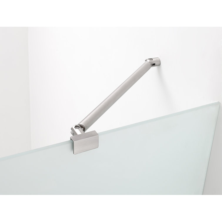 Belmore 72" Frameless Hinged Shower Door in Clear Glass and Stainless Steel