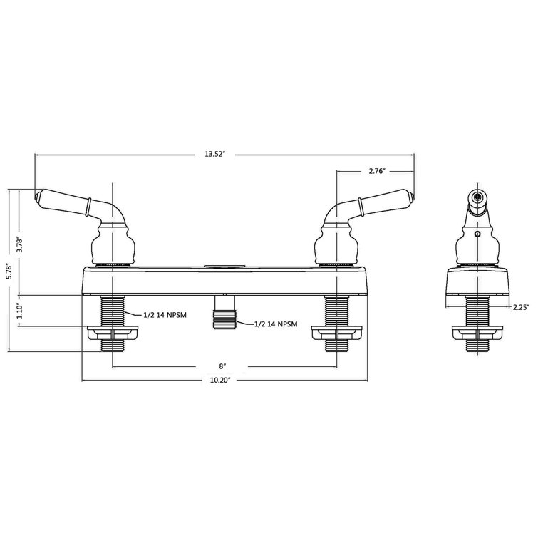 Chrome Finish Wall-Mounted Two Handle Shower Valve