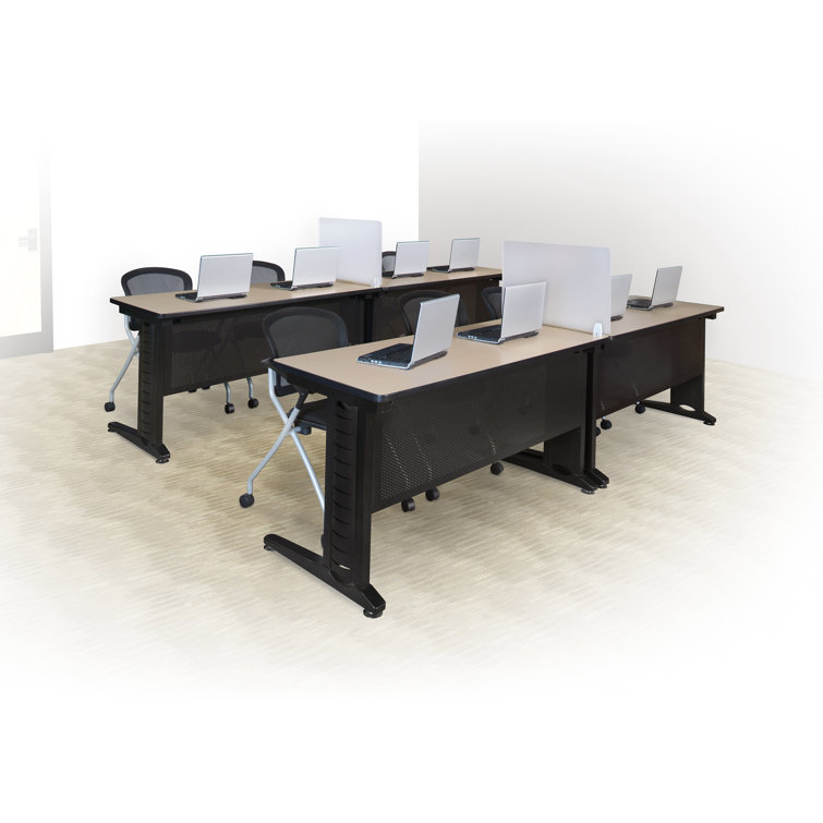 Cadence Black Mesh Nesting Conference Chairs with Fixed Arms
