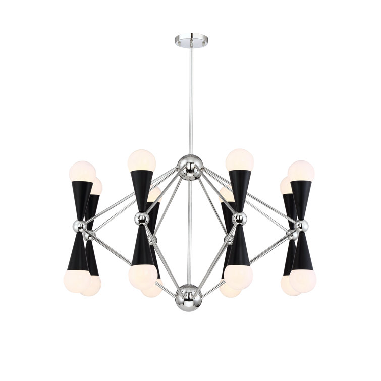 Polished Nickel Crystal 36" Plug-in Chandelier