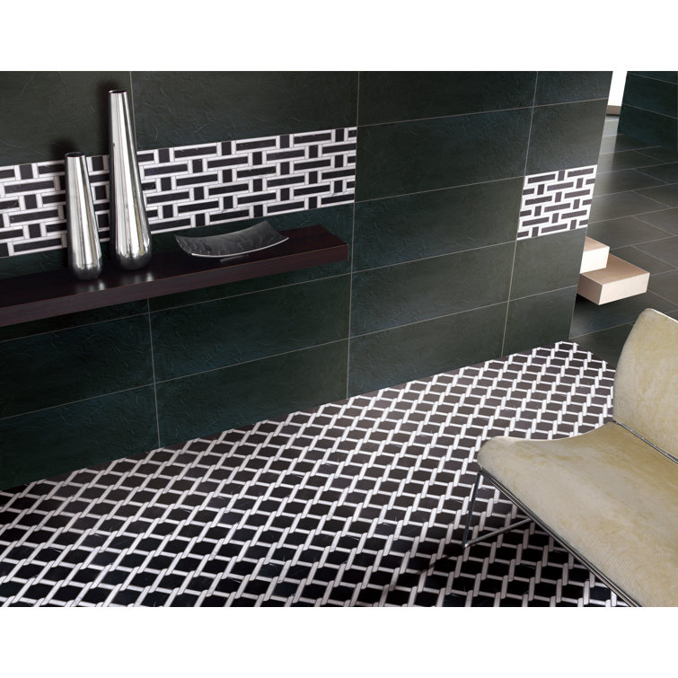 Nero Marquina Black and White Marble Mosaic Wall Tile