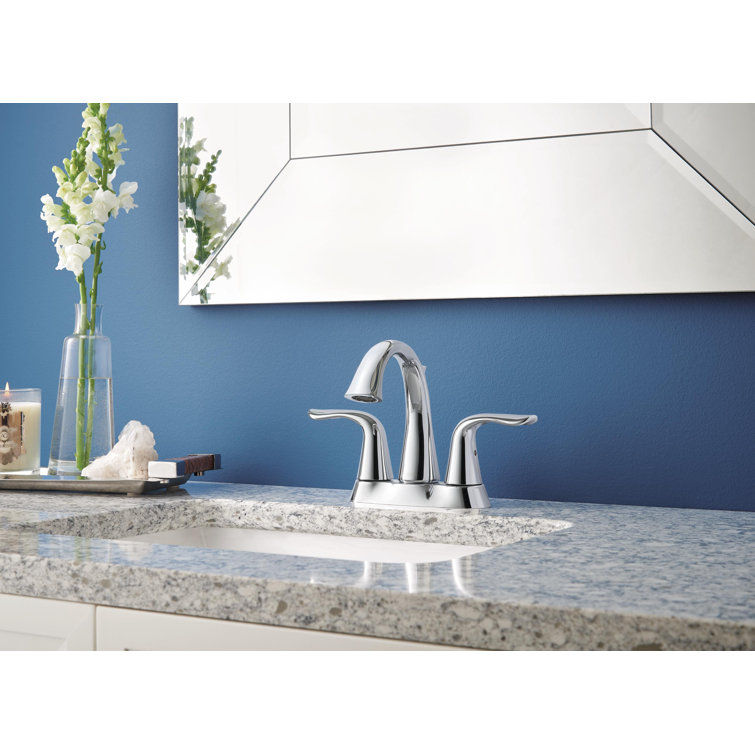 Modern Chrome Centerset Bathroom Faucet with Dual Handles and Drain Assembly