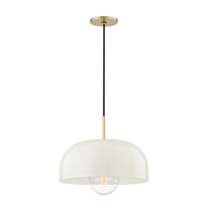 Avery Domed Large Pendant in Aged Brass and Cream Finish