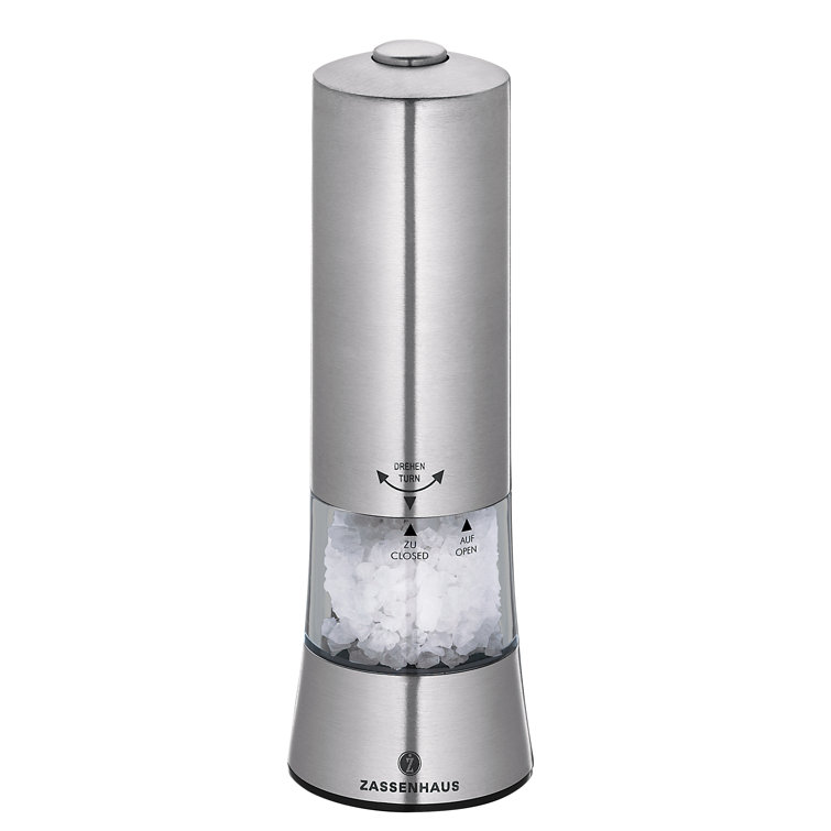 Gera Stainless Steel and Acrylic Electric Salt Mill with LED Light
