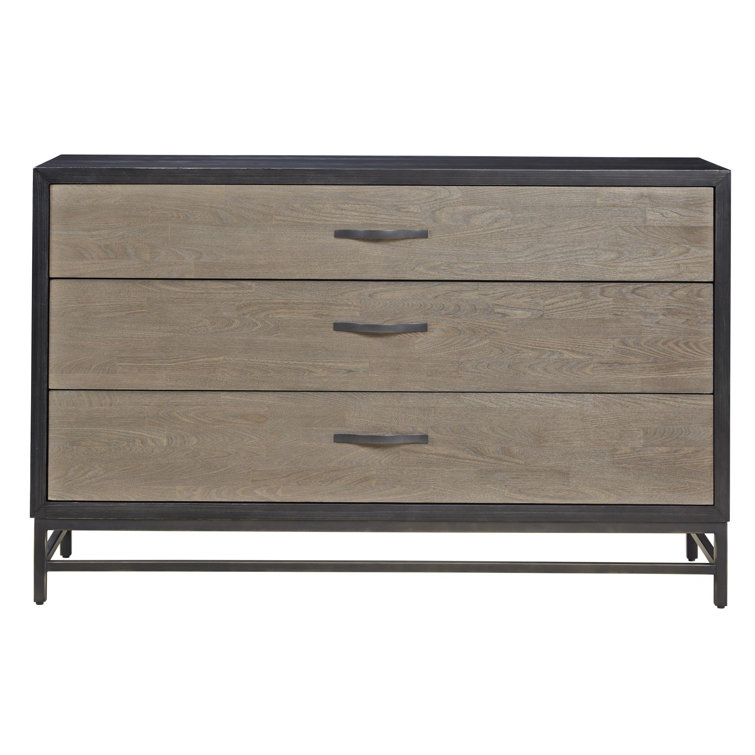 Transitional Black/Brown Solid Wood 3-Drawer Dresser