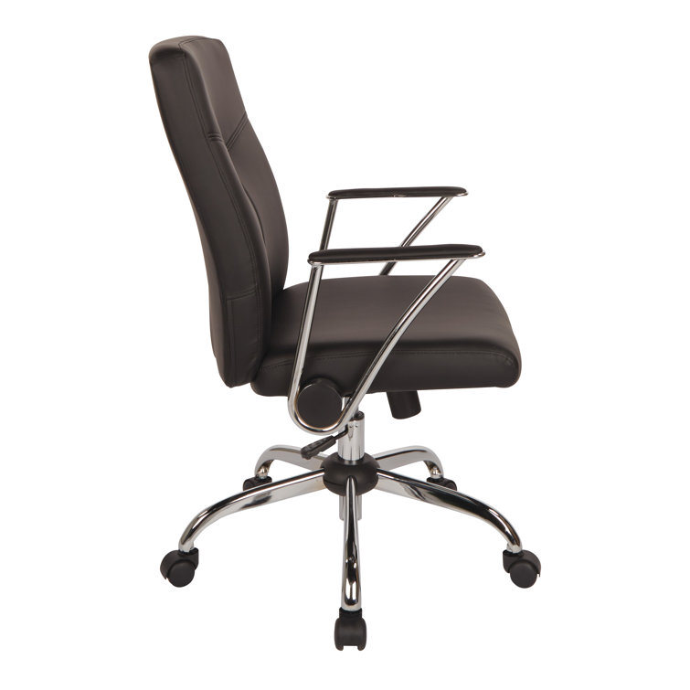 Black Faux Leather Office Chair with Metal Base
