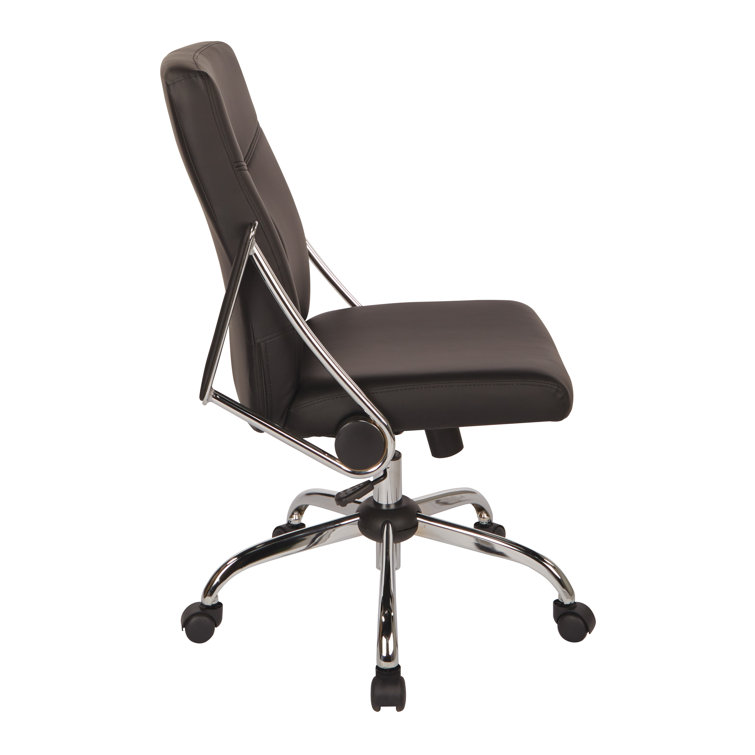 Black Faux Leather Office Chair with Metal Base