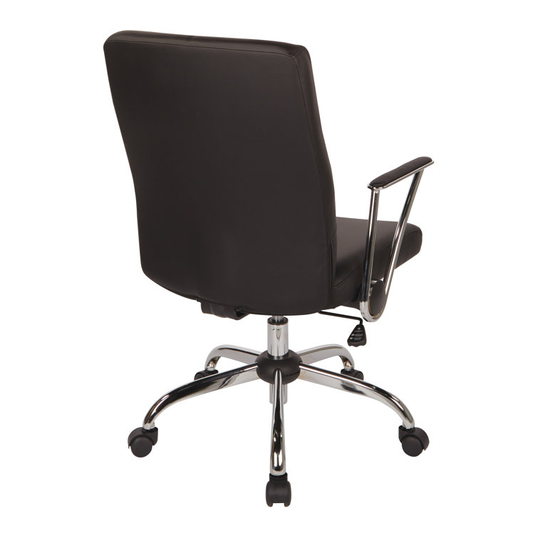 Black Faux Leather Office Chair with Metal Base
