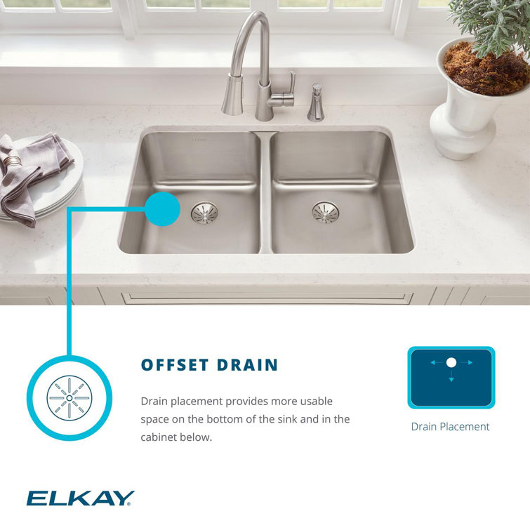 Lustrous Satin Stainless Steel Double Basin Undermount Sink