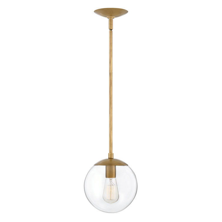 Heritage Brass Clear Globe Pendant Light with Adjustable Height
