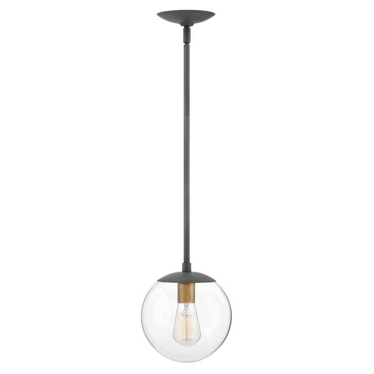 Aged Zinc Globe Pendant with Clear Glass - Mid-Century Modern