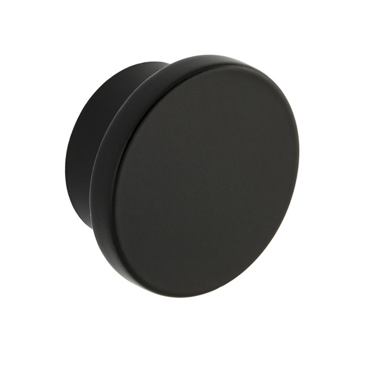 Matte Black Round Modern Cabinet Knob with Mounting Hardware