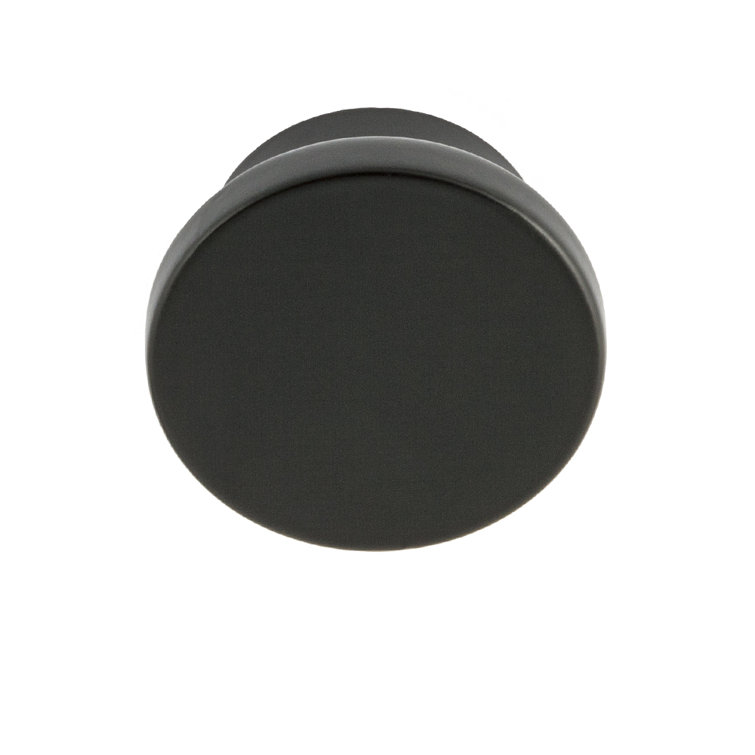 Matte Black Round Modern Cabinet Knob with Mounting Hardware