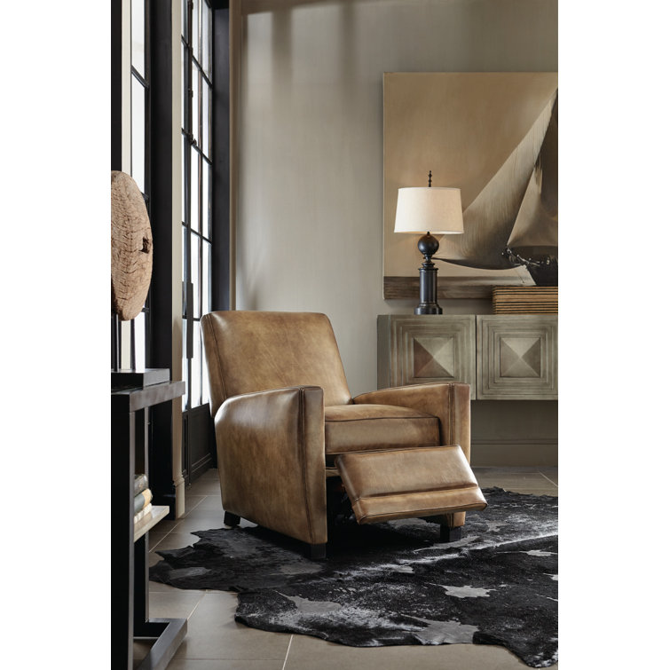 Brown Leather Recliner with Manufactured Wood Frame