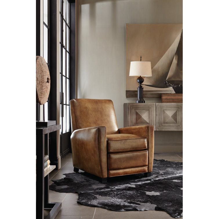 Brown Leather Recliner with Manufactured Wood Frame