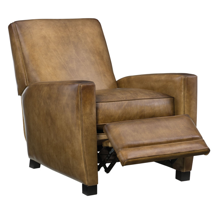 Brown Leather Recliner with Manufactured Wood Frame
