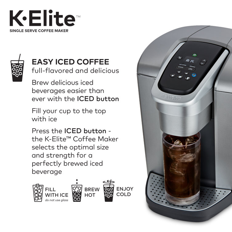 K-Elite Silver Single-Serve Coffee Maker with Iced Setting