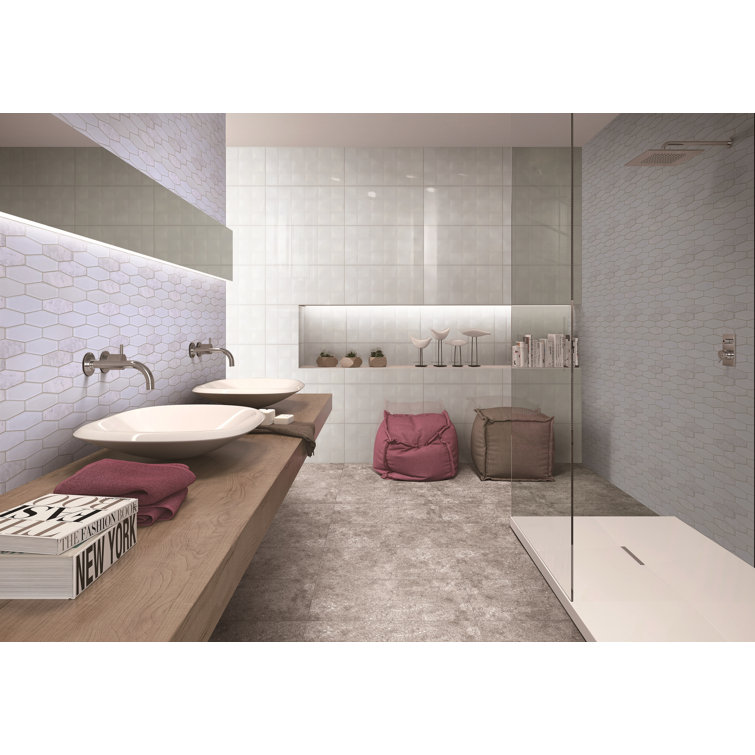 White Glass and Marble 2'' x 6'' Mosaic Wall Tile