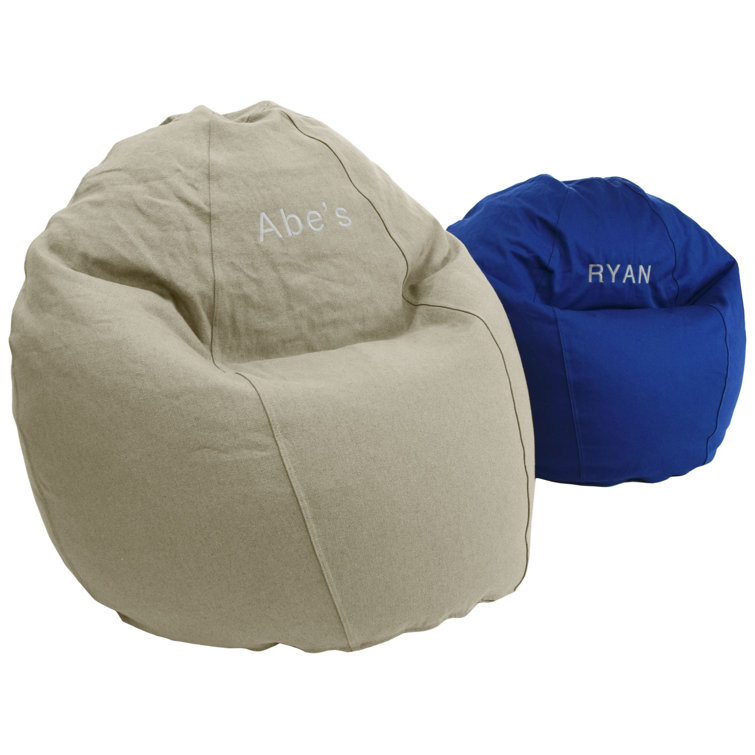 Natural Medium Cotton Bean Bag Chair with Removable Cover