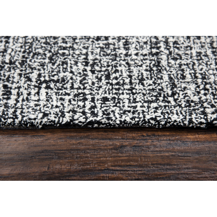 Handmade Black and White Wool Runner Rug 2'6" x 8'