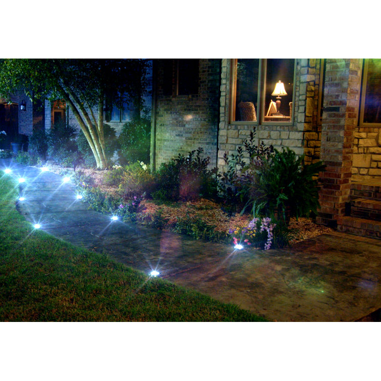 Stainless Steel Solar LED Pathway Disk Lights, Set of 8