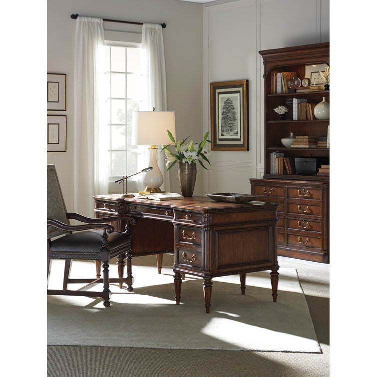 Richmond Hill Traditional Cherry Wood Home Office Desk with Filing Cabinet