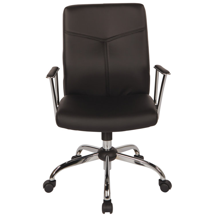 Black Faux Leather Office Chair with Metal Base