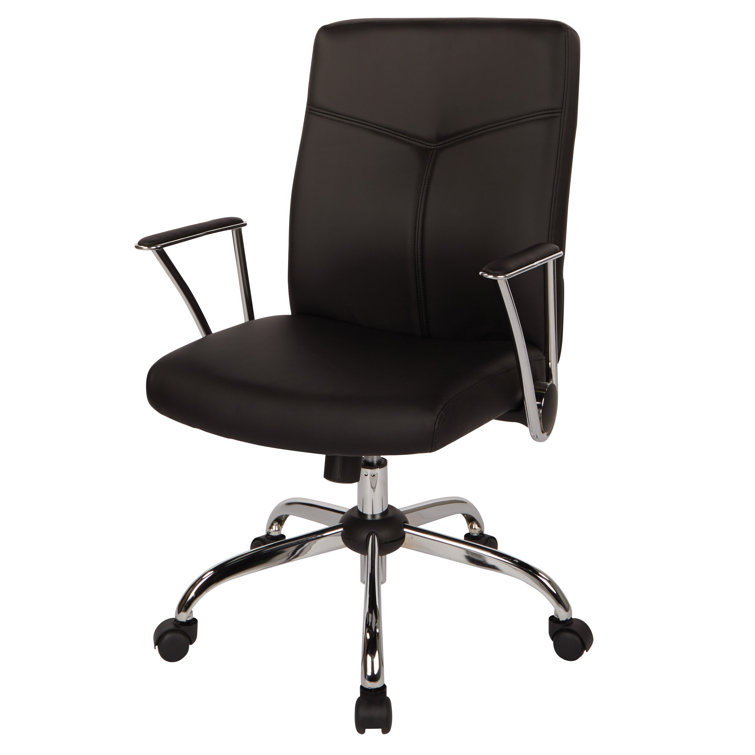 Black Faux Leather Office Chair with Metal Base