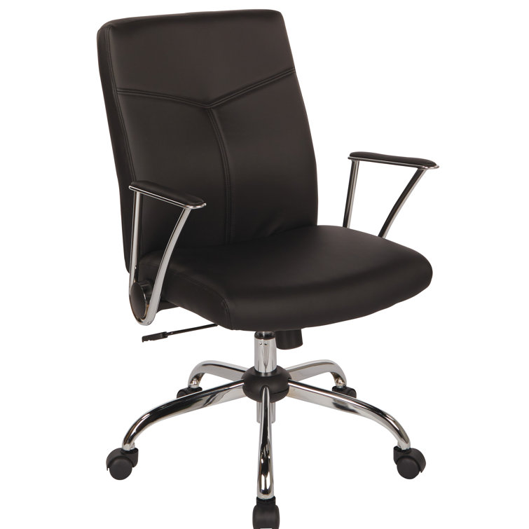 Black Faux Leather Office Chair with Metal Base