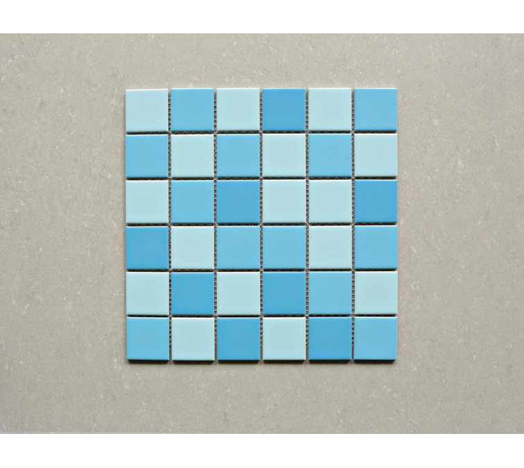 Aquas Blue Square Porcelain Mosaic Tile Sheet