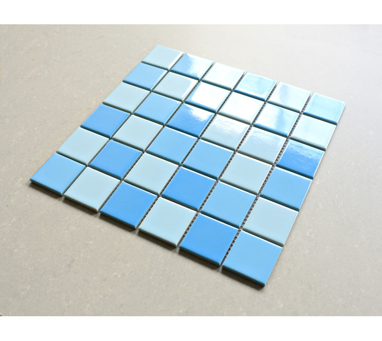 Aquas Blue Square Porcelain Mosaic Tile Sheet