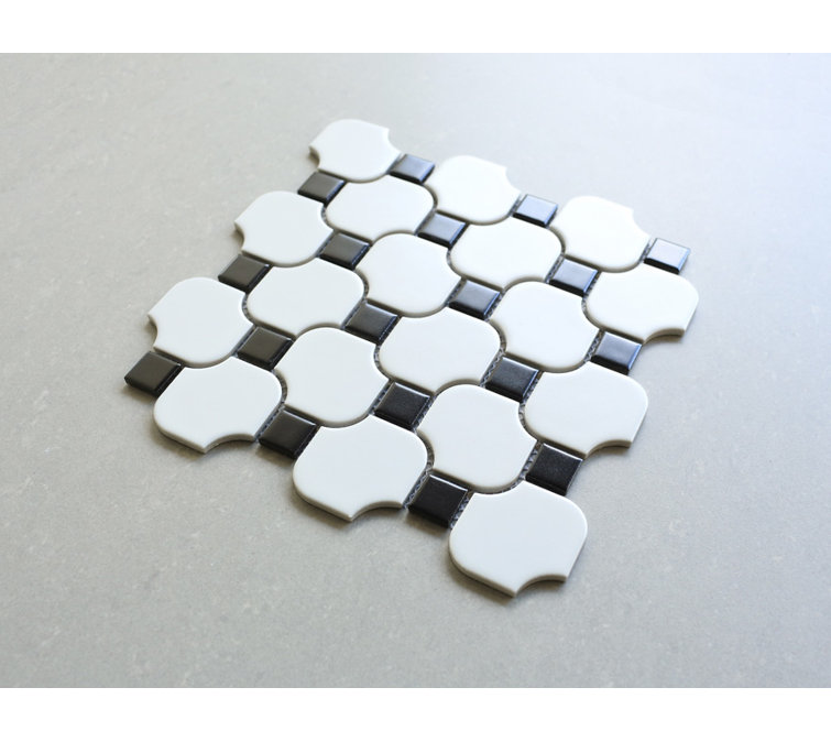 White and Black Porcelain Mosaic Square Tile Sheet