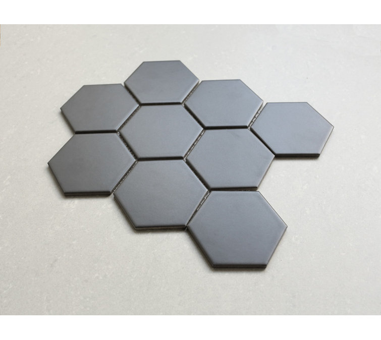 Gray Black Hexagon Matte Porcelain Mosaic Tile Sheet