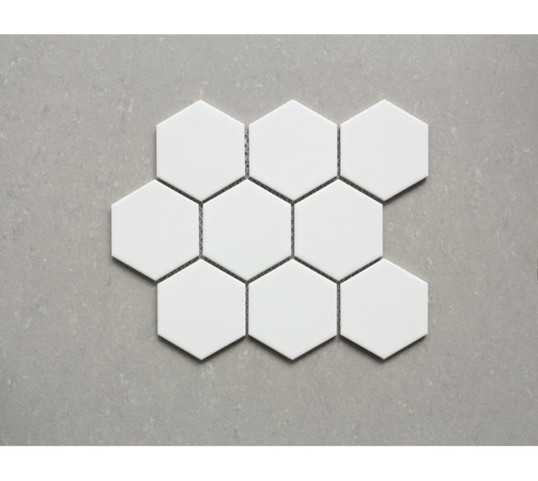 White Hexagon Porcelain Mosaic Tile Sheet
