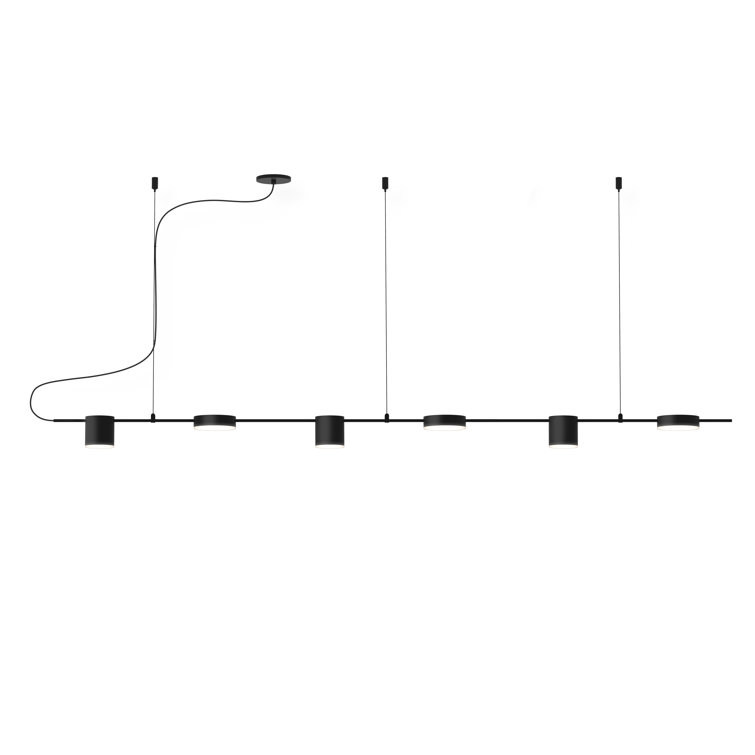 Sleek Satin Black Aluminum 6-Light LED Linear Pendant