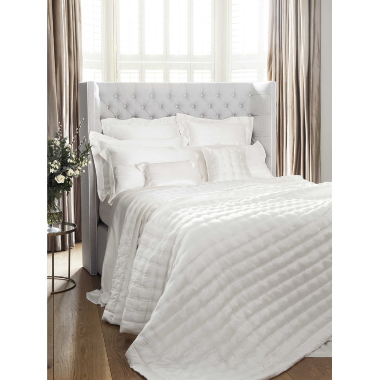 Ivory Silk Square Pillow Cover with Feather Fill