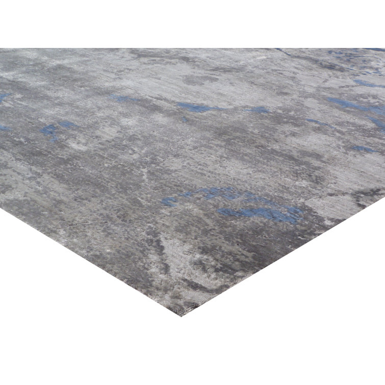 Handmade Gray Abstract Viscose Cotton 10' x 14' Rug