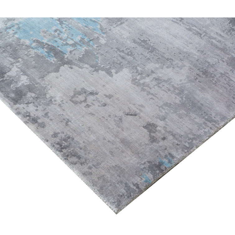 Cassina 12' x 15' Gray and Blue Abstract Handmade Rug